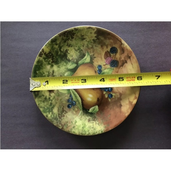 Vtg T. Limoges Porcelaine Dec A La Main Plate Signed Pears Berries 6” - Picture 3 of 4